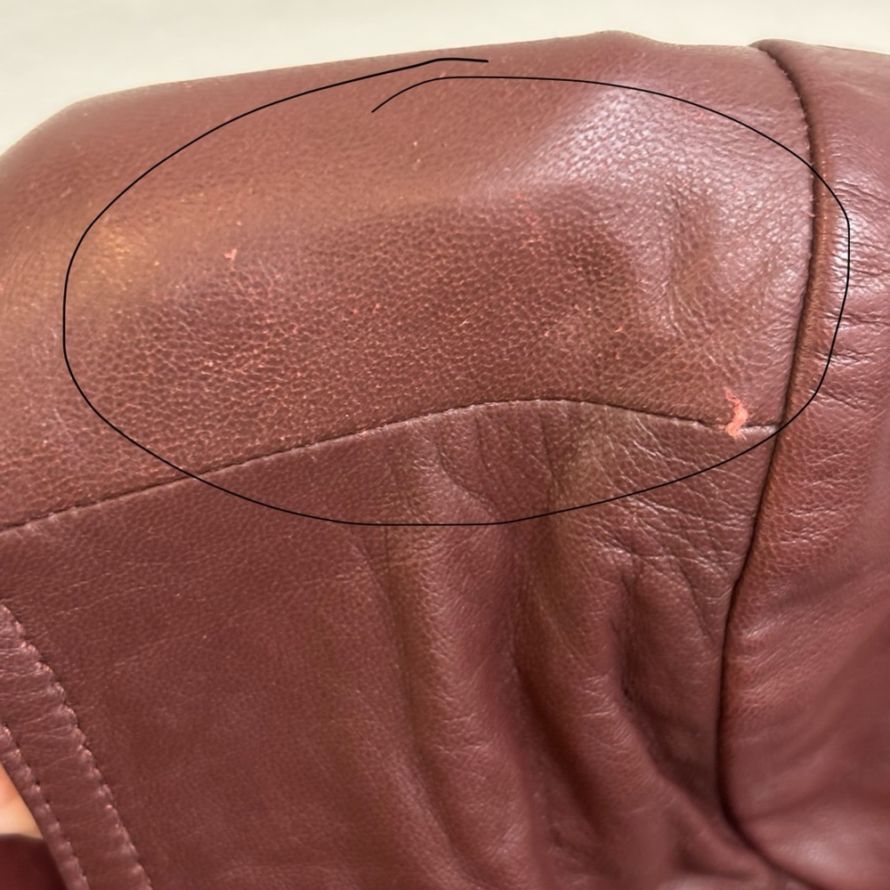 Hinge Leather Peplum Jacket in Deep Maroon Sz Medium - Picture 15 of 15